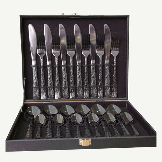 Ménagère 24 pièces SANTAMARTA BLACK pour 6 personnes