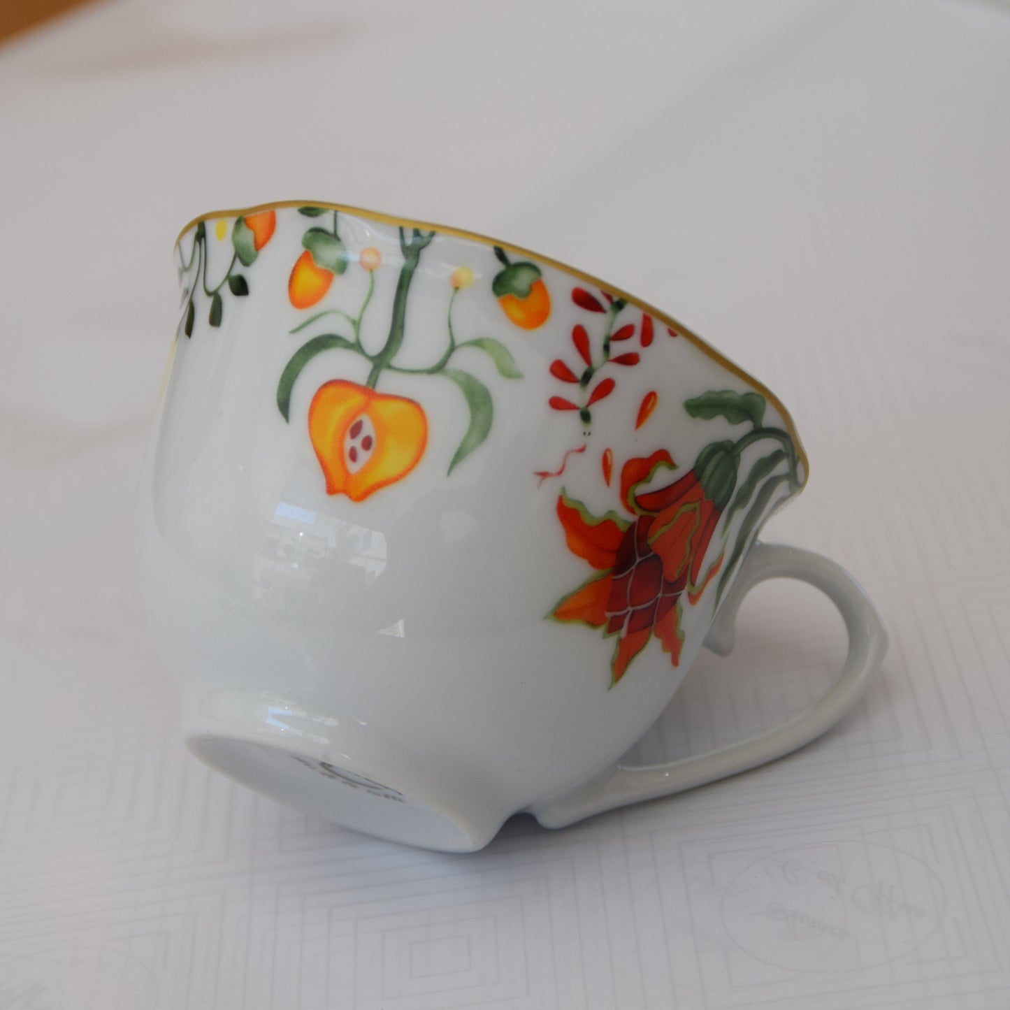 6 Tasses et 6 Sous-Tasses à Café au Lait fleur lotus