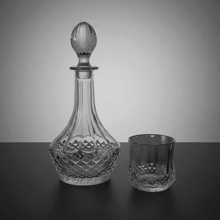 Ensemble Carafe et 6 Verres Classiques Taillés