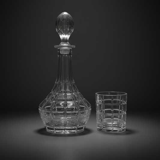 Ensemble Carafe et 6 Verres quadrillé en relief