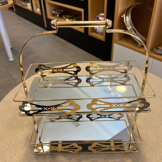 Présentoir Doré Rectangulaire à 2 Étages CLARK