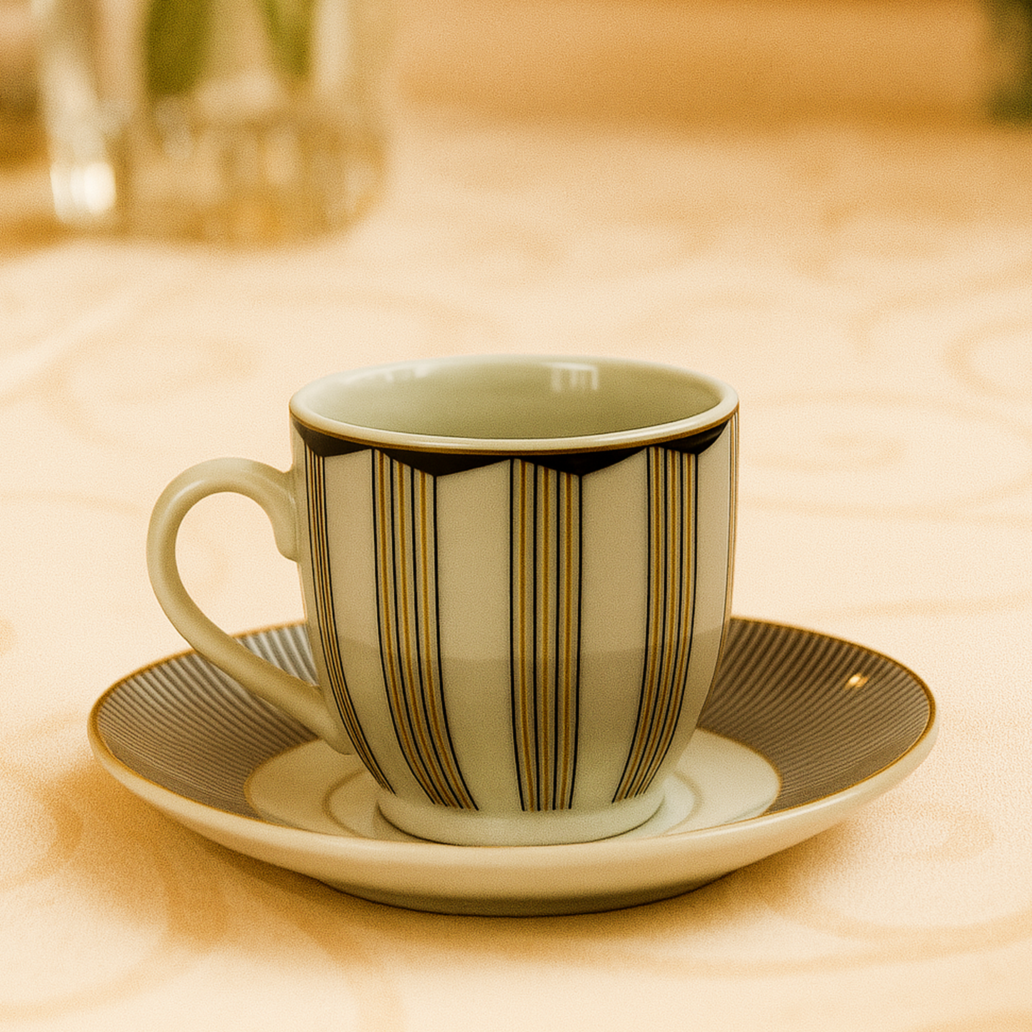 6 Tasses et 6 Sous-Tasses à Café Noir ELEGANT