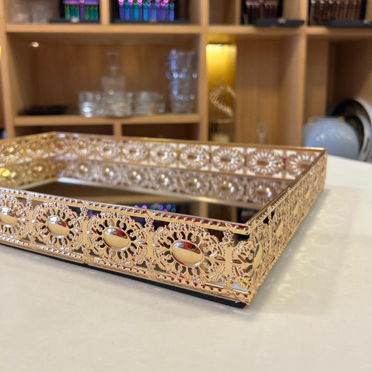 PLATEAU RECTANGLE NORDIC doré