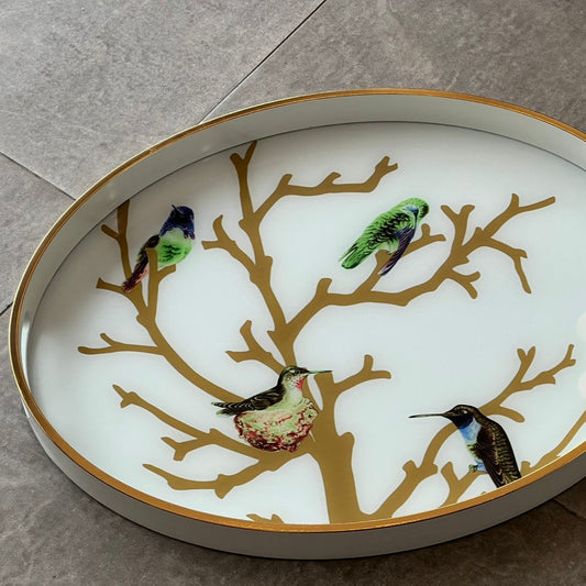 PLATEAU ovale OISEAUX