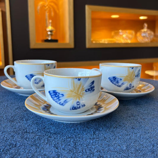 6 TASSES + 6 TASSES A CAFE AU LAIT BLUE BUTTERFLY