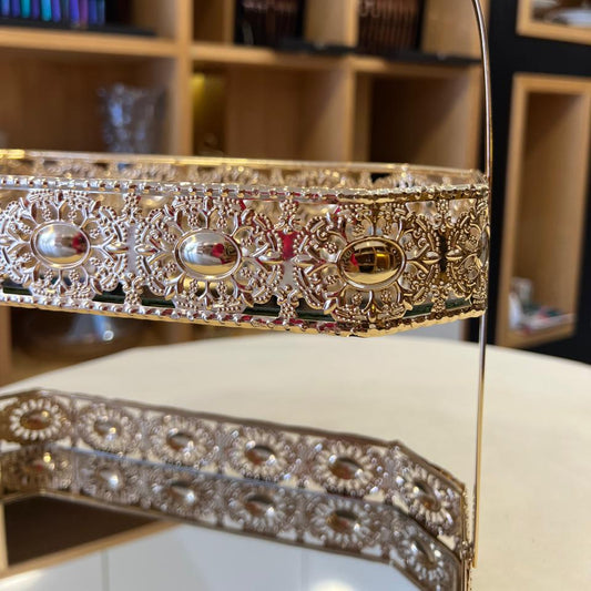 Présentoir Doré Rectangulaire à 2 Étages NORDIC