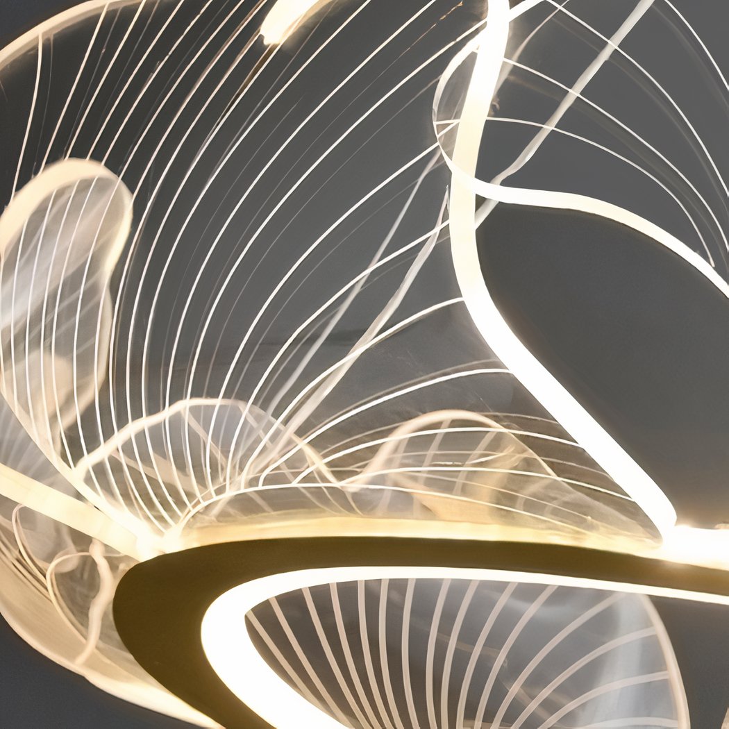Lustre feuille géante et transparente au design nordique moderne et minimaliste