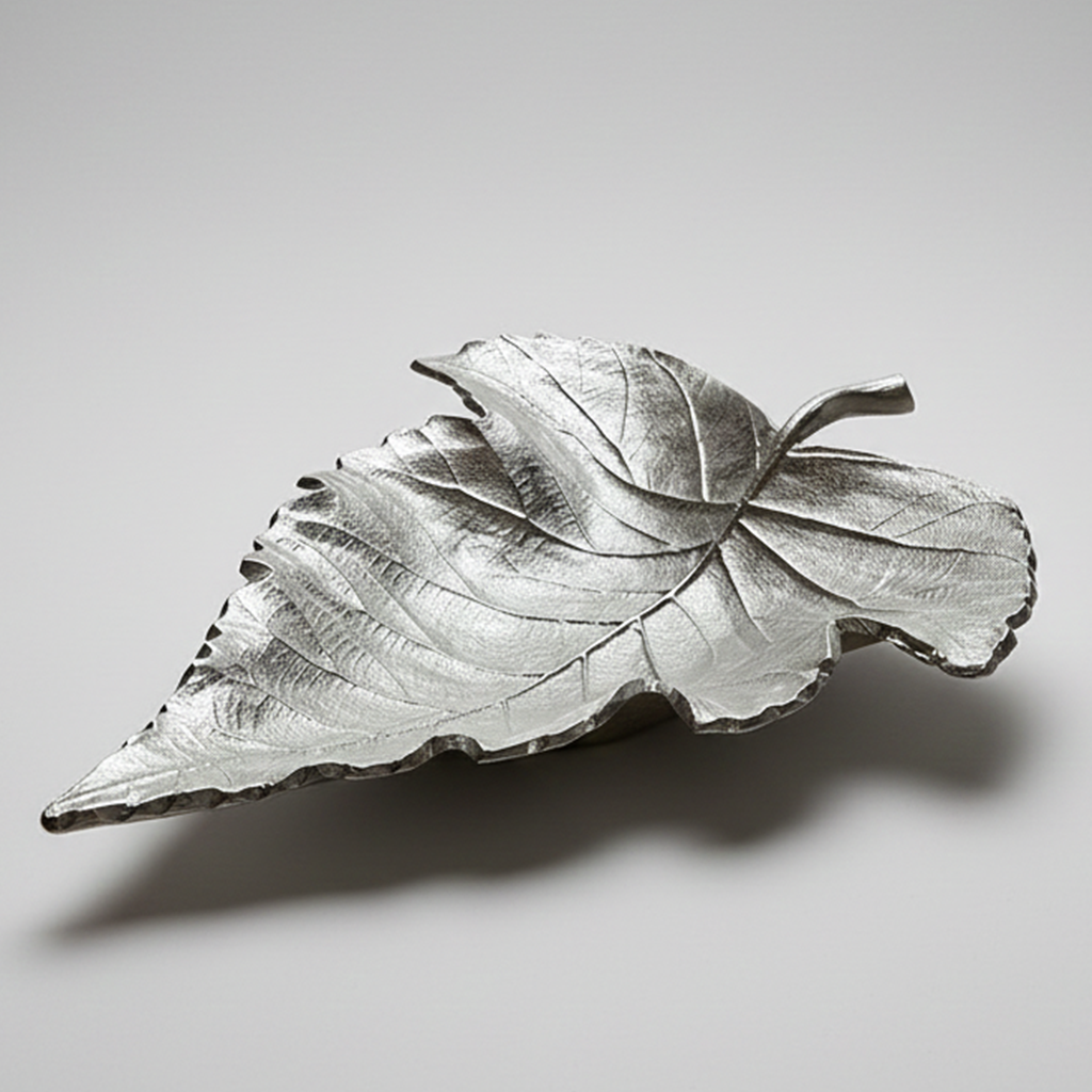 PLAT DECORATIF FEUILLE ARGENTEE EN FORME DE CŒUR