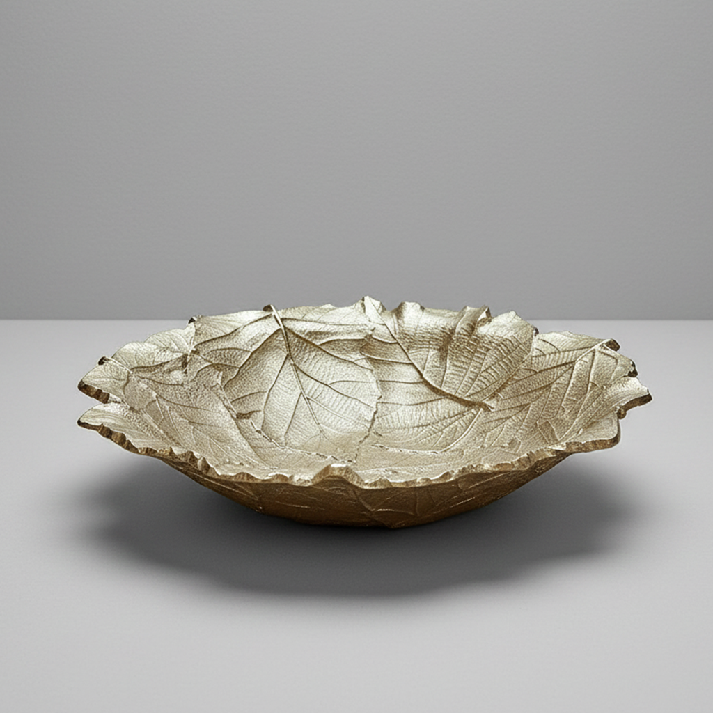 Coupe ronde décoratif feuille Dorée