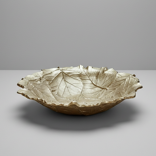 Coupe ronde décoratif feuille Dorée