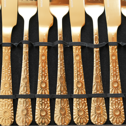 Ménagère 24 pièces en inox doré – Zellige