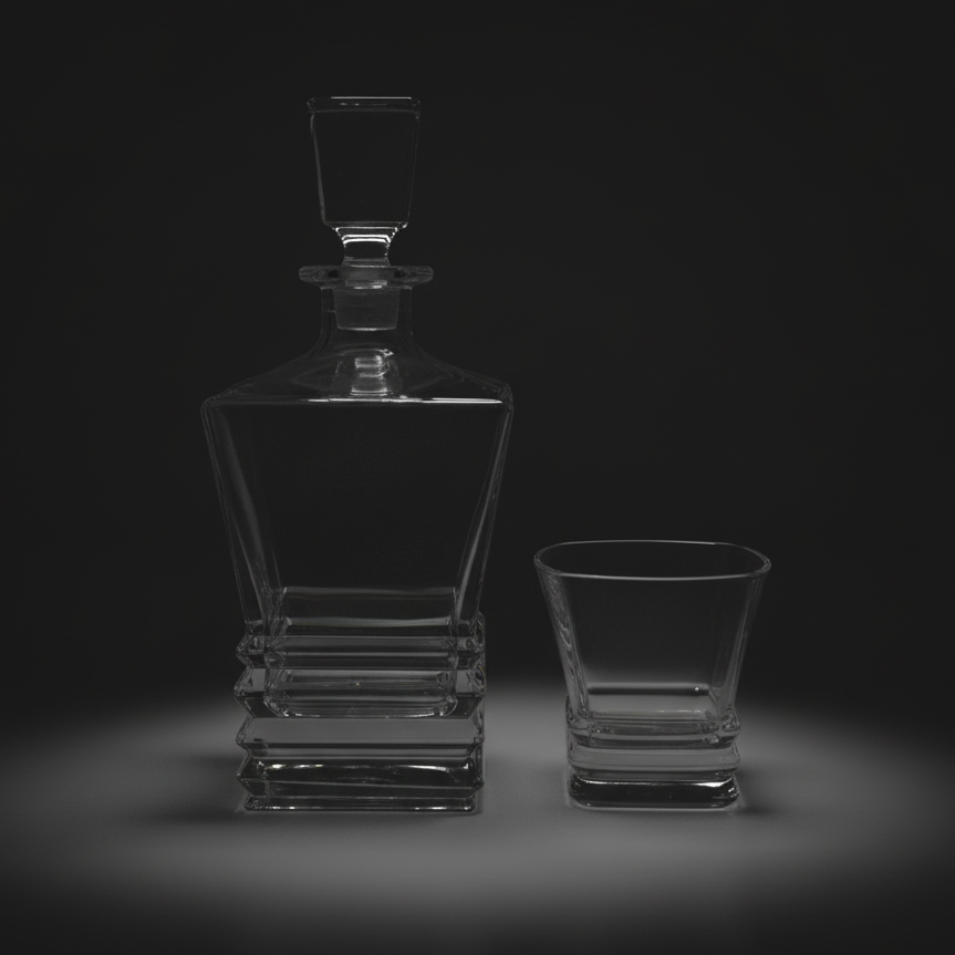 Ensemble carafe et 6 verres  géométrique