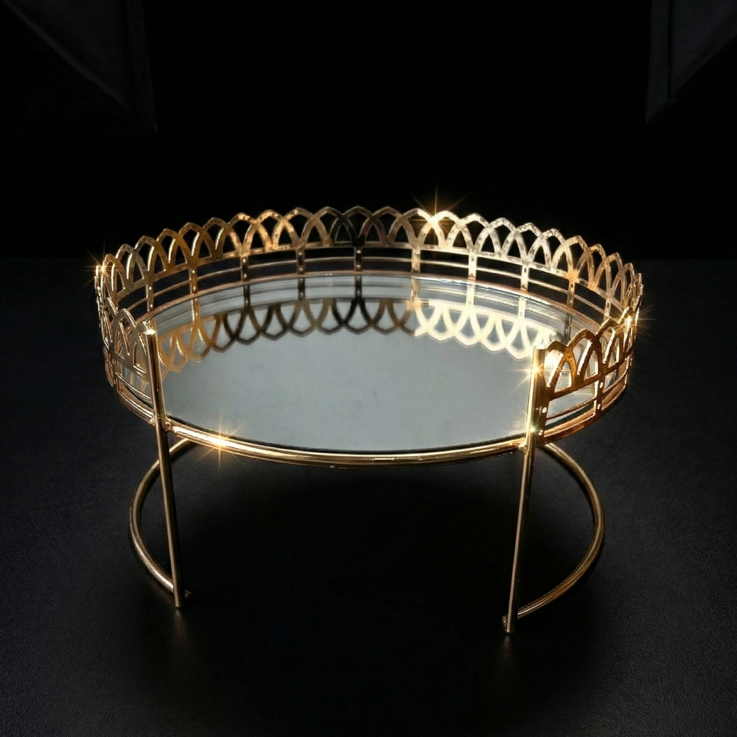 Présentoir rond dorée