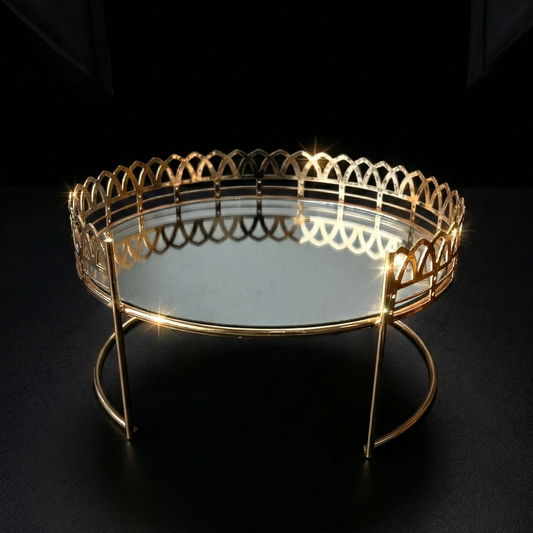 Présentoir rond dorée