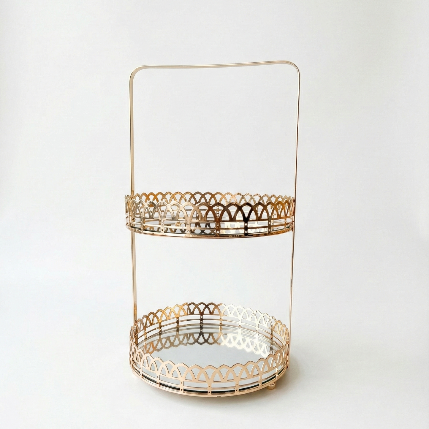 Présentoir rond à 2 étages doré