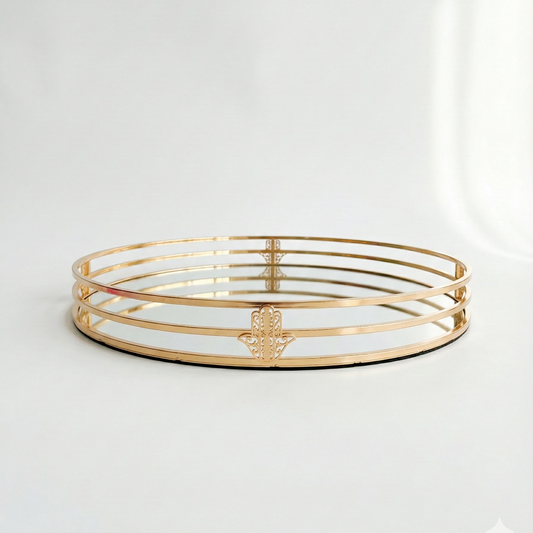 Plateau ovale khmissa dorée