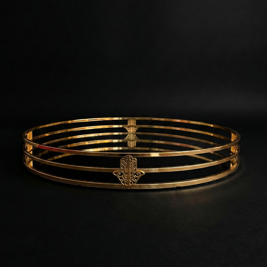 Plateau ovale khmissa dorée