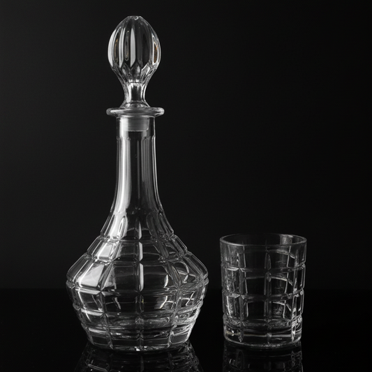Ensemble Carafe et 6 Verres quadrillé en relief