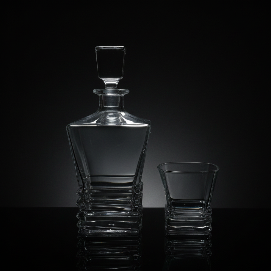 Ensemble carafe et 6 verres  géométrique