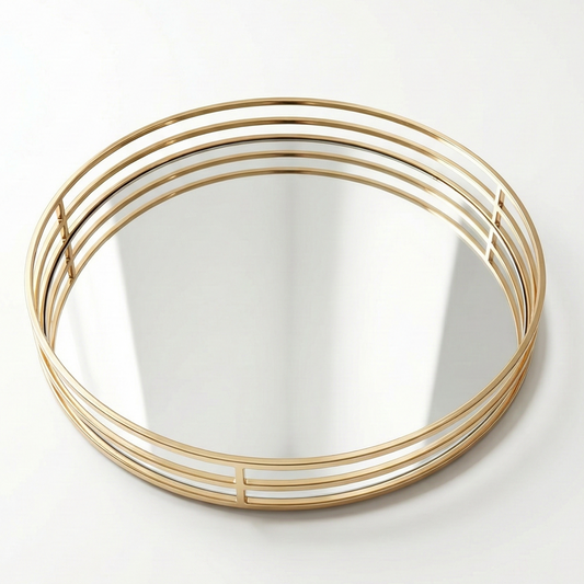 Plateau rond khmissa dorée
