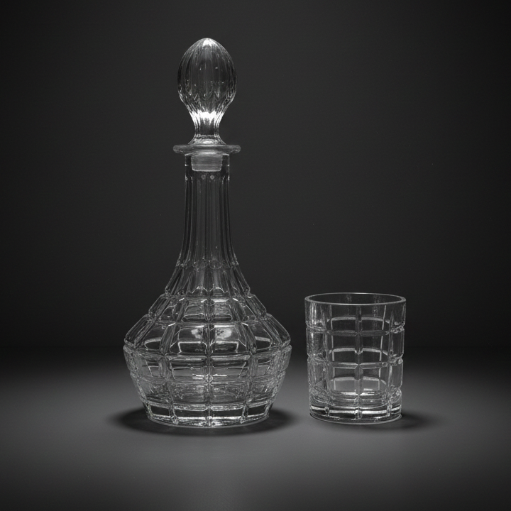 Ensemble Carafe et 6 Verres quadrillé en relief