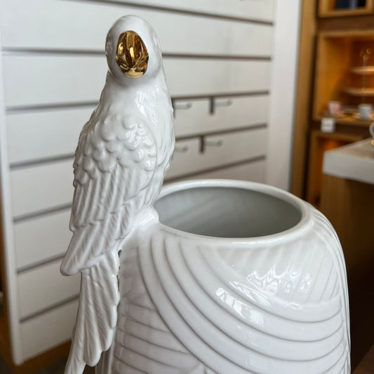 VASE PERROQUET BLANC GRAND MODELE