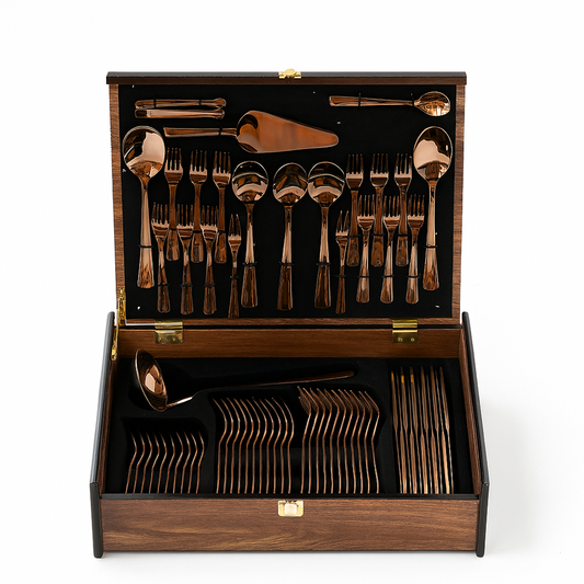 Ménagère 72 pièces en Inox bronze