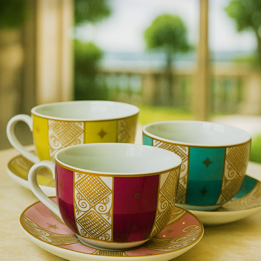6 Tasses et 6 Sous-Tasses à Café au Lait