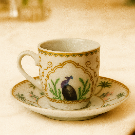 6 Tasses et 6 Sous-Tasses à Café Noir