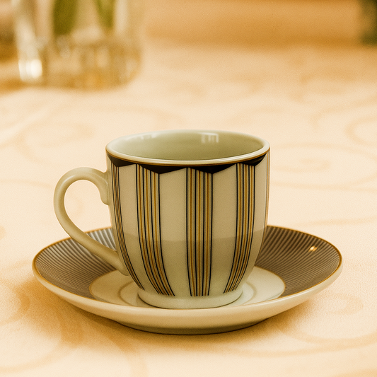 6 Tasses et 6 Sous-Tasses à Café Noir ELEGANT