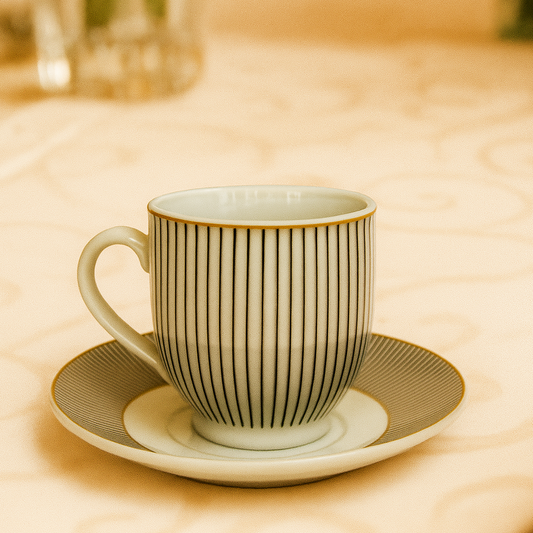 6 Tasses et 6 Sous-Tasses à Café Noir ELEGANT
