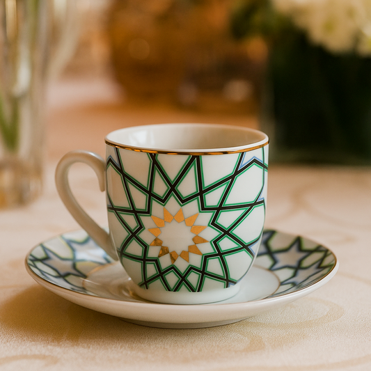 6 Tasses ET 6 Sous-Tasses à Café Noir