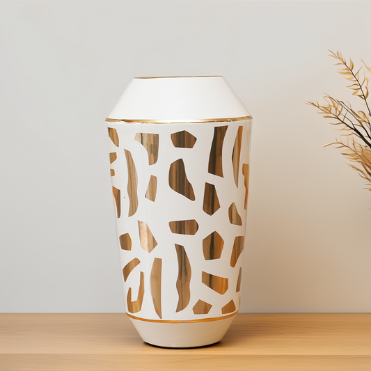 Vase Design Blanc et OR Grand modèle
