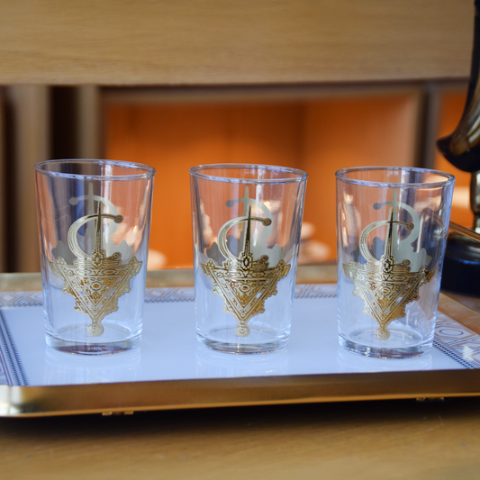 6 VERRES A THE FIBULE DORÉS