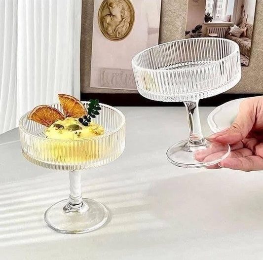 Lot de 2 Coupes en Verre Strié – Élégance & Raffinement