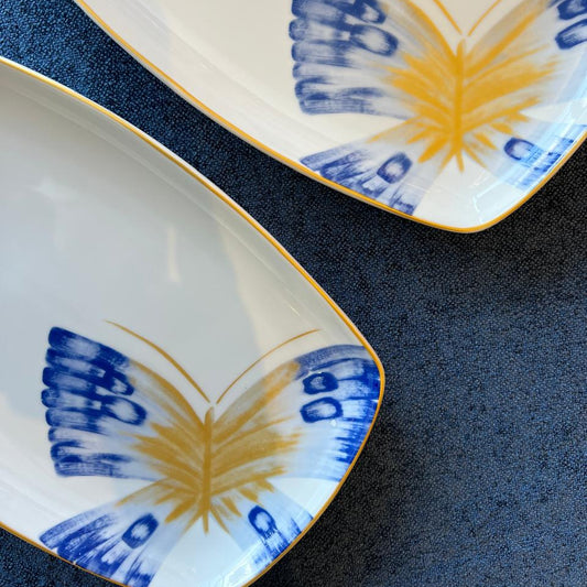 2 plats rect butterfly blue
