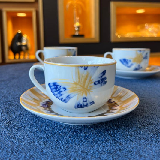 6 TASSES + 6 TASSES A CAFE AU LAIT  BLUE BUTTERFLY