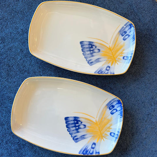 2 plats rect butterfly blue